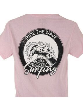 Surfing T Shirt Mens Size Small Pink Ride The Wave Surfer